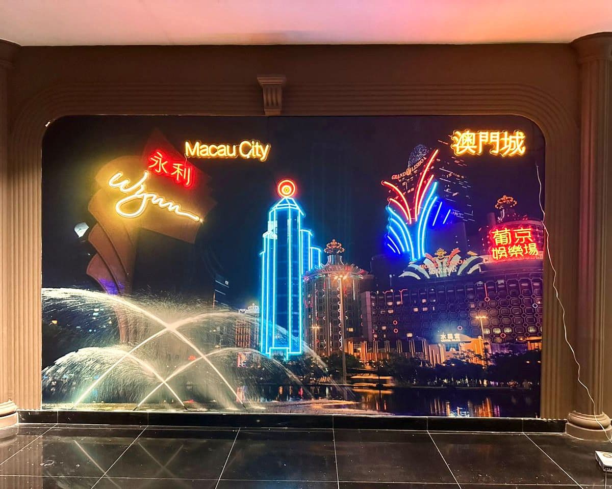 Macau Theme Restaurant Wall Decoration With Light