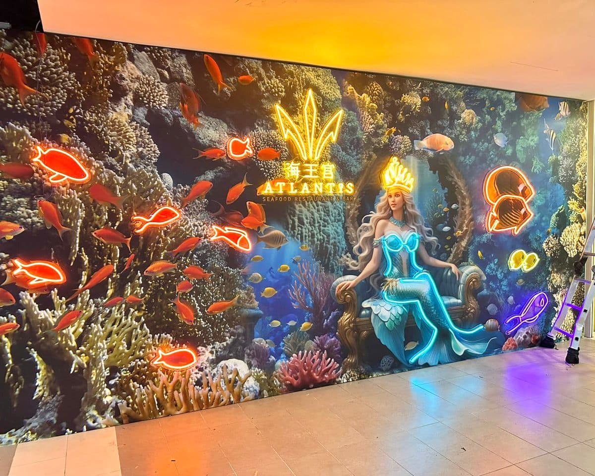 Ocean Theme Restaurant Wall Decoration With Lighting